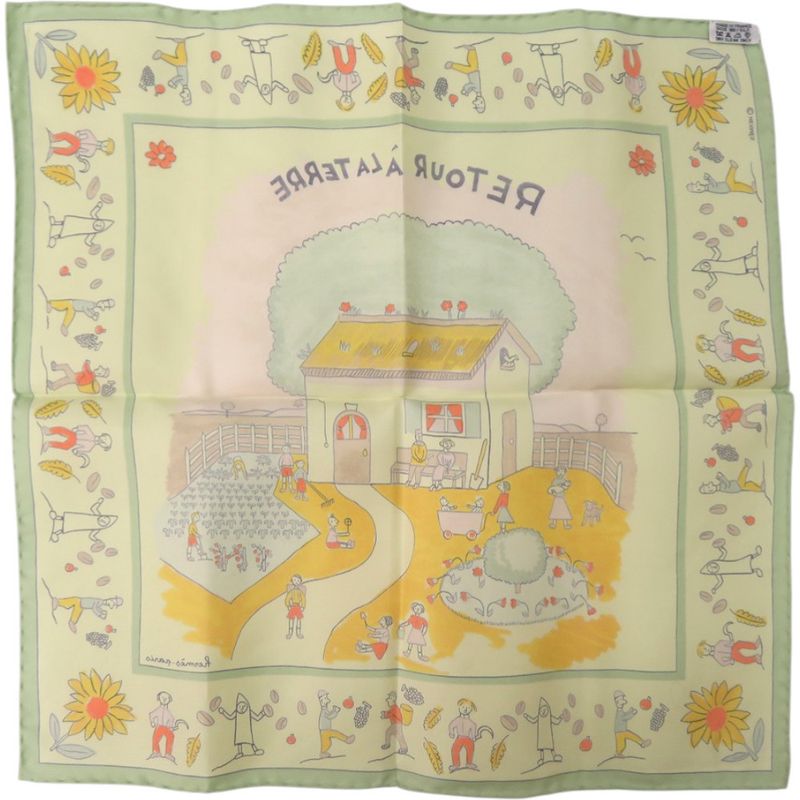 Hermes Pocket Chip Carre 45 Petit Retour A LA Terre Return To Home Silk — view 3