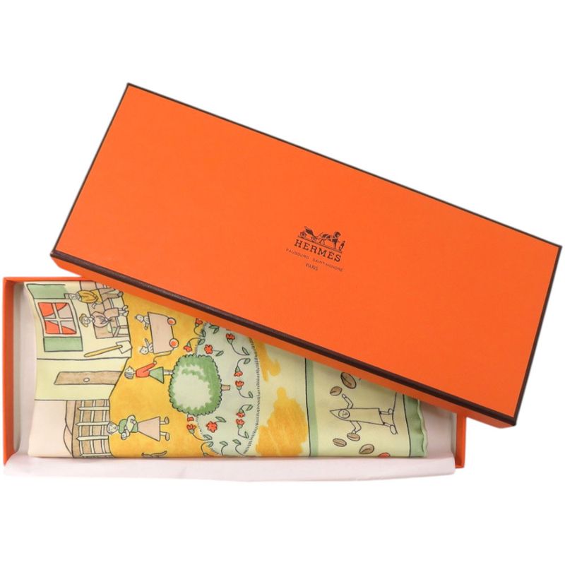 Hermes Pocket Chip Carre 45 Petit Retour A LA Terre Return To Home Silk — view 2