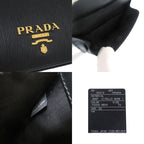 Prada 1 Mv204 Vitterom-ve Leather Black Bifold Wallet 1081 — view 7
