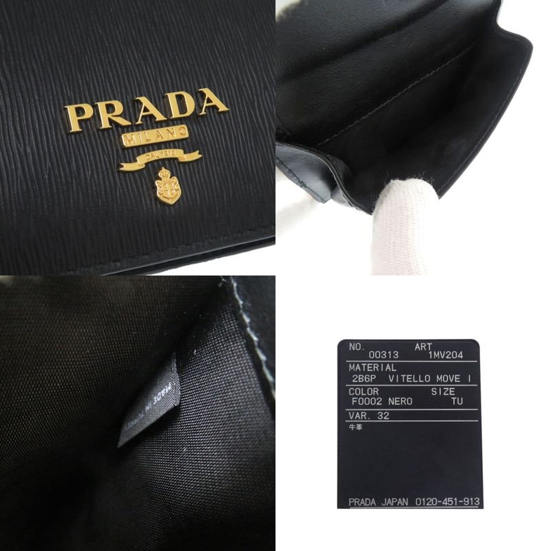 Prada 1 Mv204 Vitterom-ve Leather Black Bifold Wallet 1081 — view 7