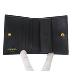 Prada 1 Mv204 Vitterom-ve Leather Black Bifold Wallet 1081 — view 4