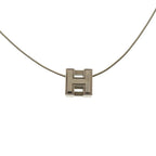 Hermes Cage Ash H Cube Metal Silver White Necklace 1034 — view 4
