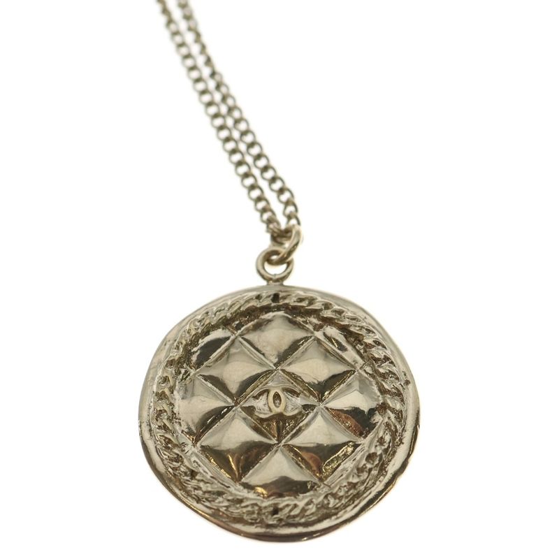 Chanel Coco Mark Quilted Plate Necklace — view 4