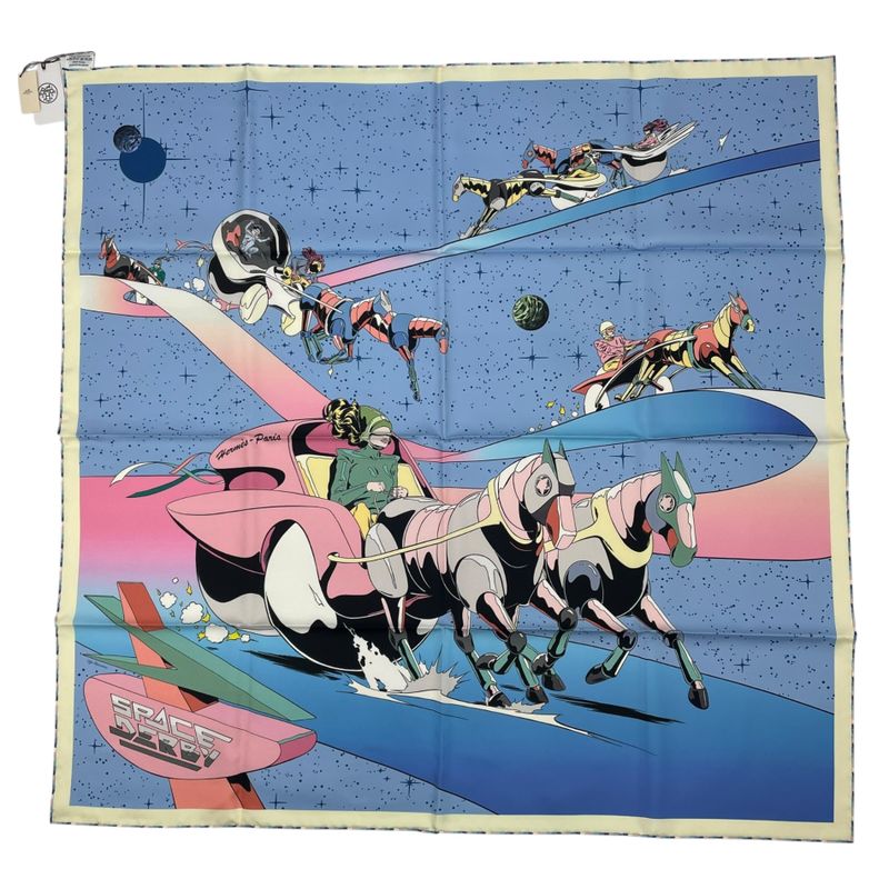 Hermes Carre 90 100% Silk Scarf Space Derby Blue — view 2