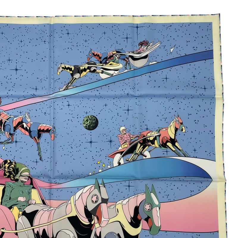 Hermes Carre 90 100% Silk Scarf Space Derby Blue — view 4