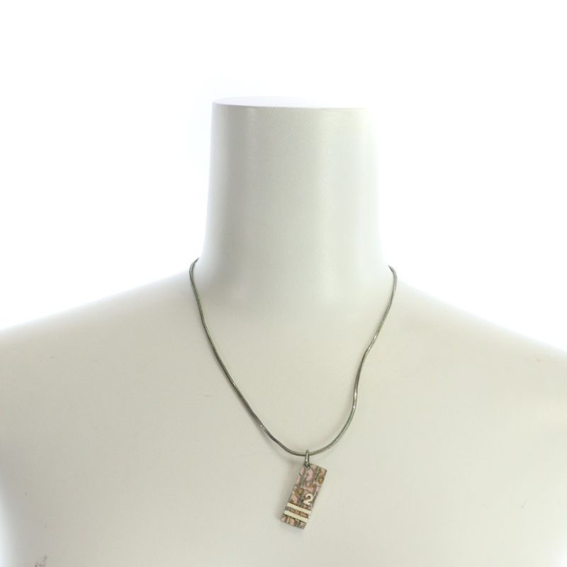 Christian Dior Necklace Accessories Pendant Logo Trotter Silver Pink GY11 — view 8