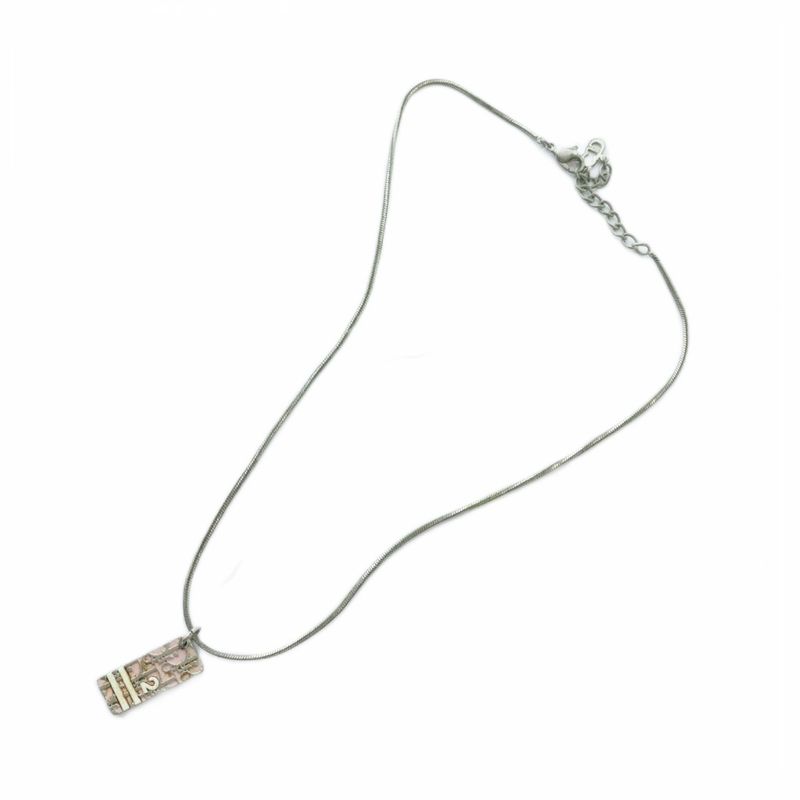 Christian Dior Necklace Accessories Pendant Logo Trotter Silver Pink GY11 — view 4