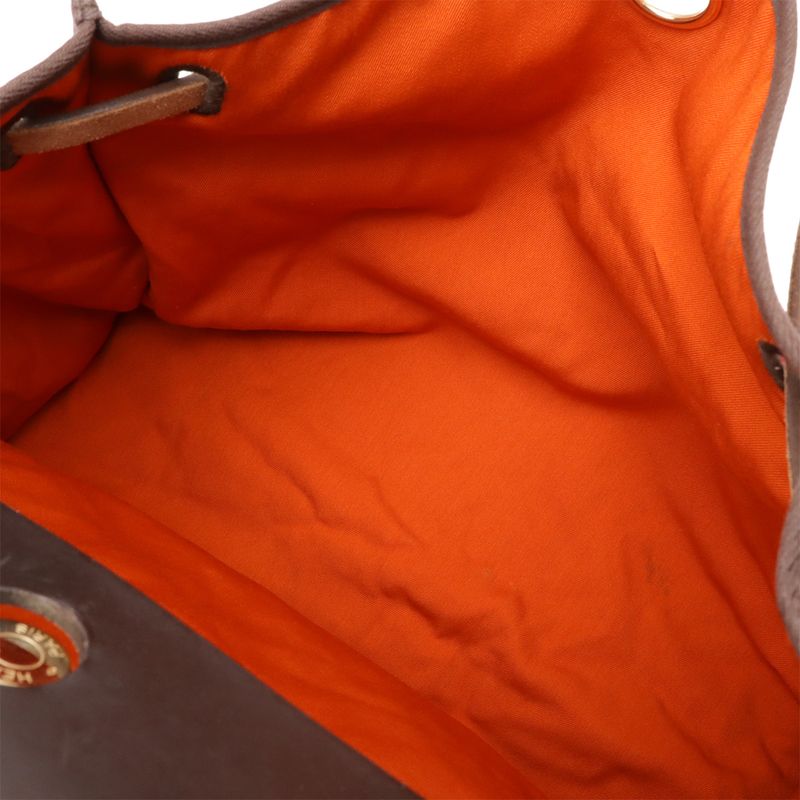 Hermes Herbag Her Bag MM Shoulder Pochette Canvas Leather Red Orange Dark — view 9