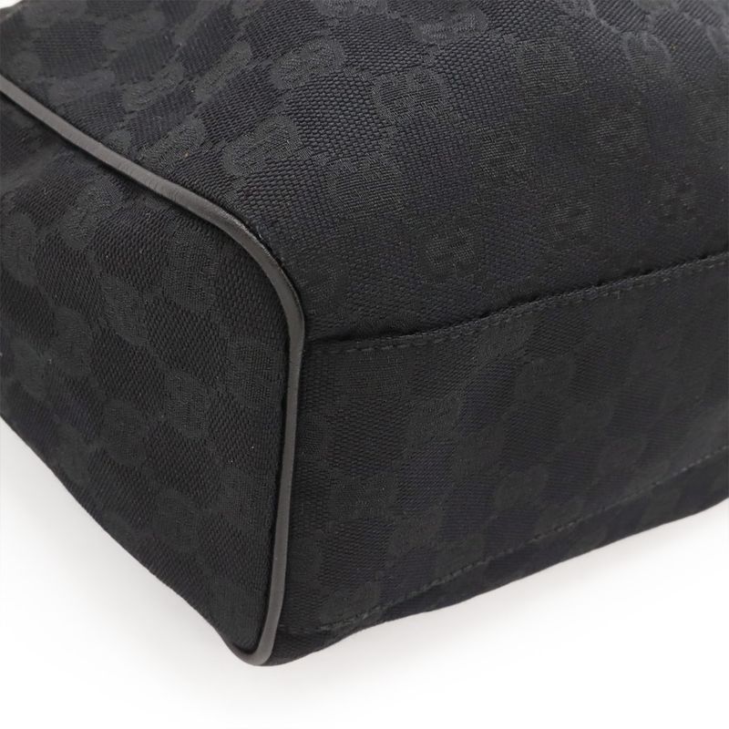 Gucci Ski GG Canvas Tote Bag Handbag Leather Black Gold Hardware — view 4