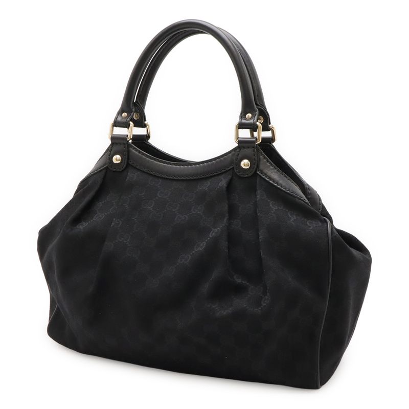 Gucci Ski GG Canvas Tote Bag Handbag Leather Black Gold Hardware — view 3