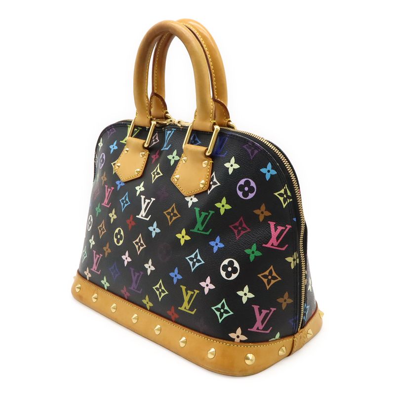 Louis Vuitton Monogram Multicolor Alma Handbag Studded Noir Black — view 3