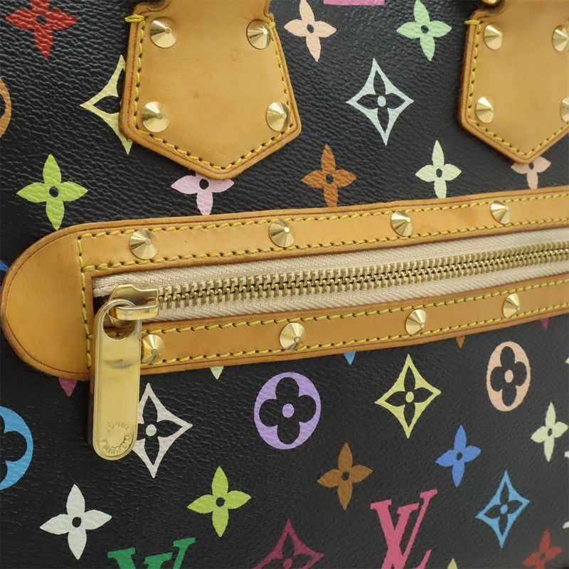 Louis Vuitton Monogram Multicolor Alma Handbag Studded Noir Black — view 8