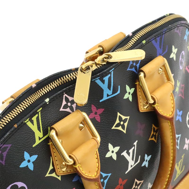 Louis Vuitton Monogram Multicolor Alma Handbag Studded Noir Black — view 6