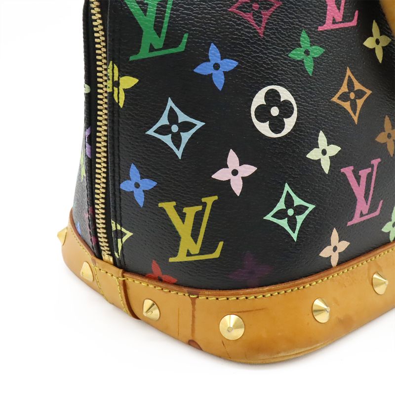 Louis Vuitton Monogram Multicolor Alma Handbag Studded Noir Black — view 9