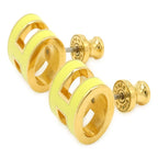 Hermes Pop Ash Earrings Hearrings GP Gold Plated Lacquer Yellow — view 3