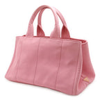Prada Canapa Tote Bag Handbag Large Canvas Geranio Pink Gold Hardware — view 3
