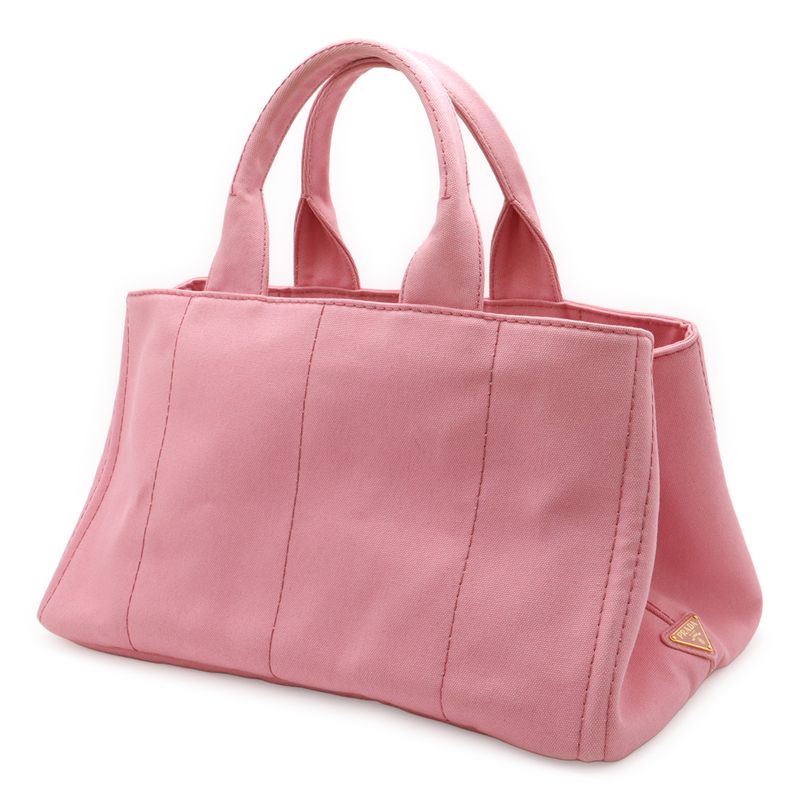 Prada Canapa Tote Bag Handbag Large Canvas Geranio Pink Gold Hardware — view 3