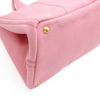 Prada Canapa Tote Bag Handbag Large Canvas Geranio Pink Gold Hardware — view 4