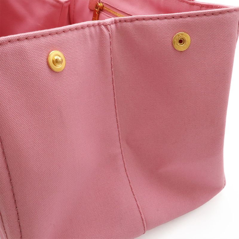 Prada Canapa Tote Bag Handbag Large Canvas Geranio Pink Gold Hardware — view 5