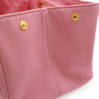 Prada Canapa Tote Bag Handbag Large Canvas Geranio Pink Gold Hardware — view 5
