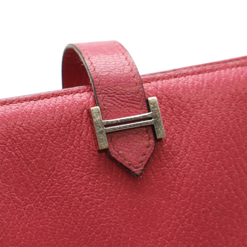 Hermes Bearn Souffle Bifold Long Wallet Chevre Leather Fusha — view 4