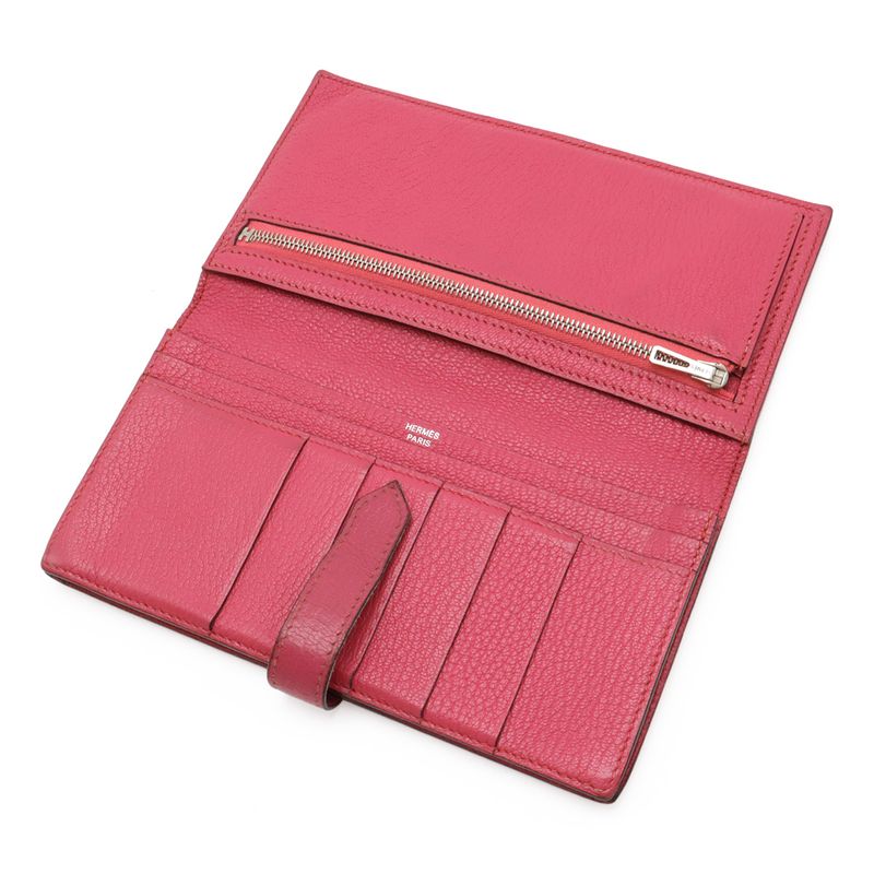 Hermes Bearn Souffle Bifold Long Wallet Chevre Leather Fusha — view 5