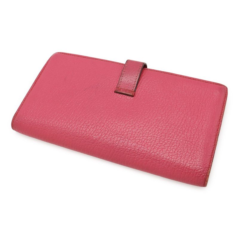 Hermes Bearn Souffle Bifold Long Wallet Chevre Leather Fusha — view 2