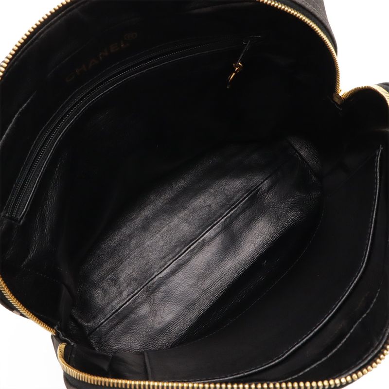 Chanel Logo Print Tote Canvas Black Ivory White — view 7