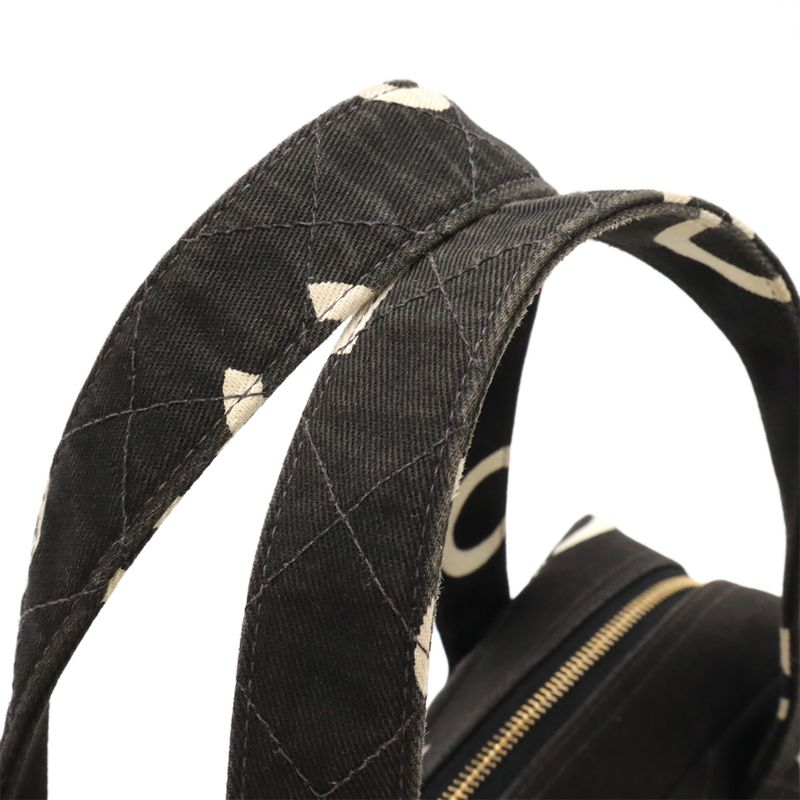 Chanel Logo Print Tote Canvas Black Ivory White — view 6