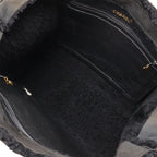 Chanel Mouton Chain Tote Bag Shoulder Leather Black Gold Hardware — view 7