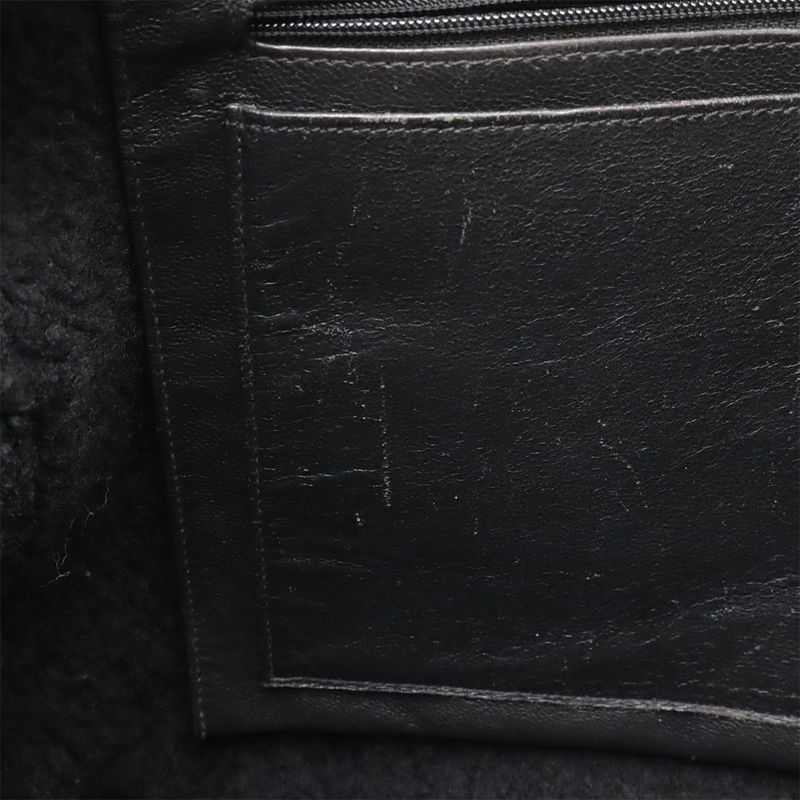 Chanel Mouton Chain Tote Bag Shoulder Leather Black Gold Hardware — view 8