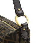 Fendi Zucca Pattern Shoulder Bag Crossbody Nylon Canvas Leather Khaki Brown — view 6