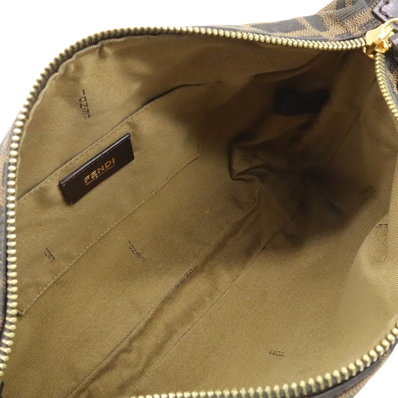 Fendi Zucca Pattern Shoulder Bag Crossbody Nylon Canvas Leather Khaki Brown — view 8