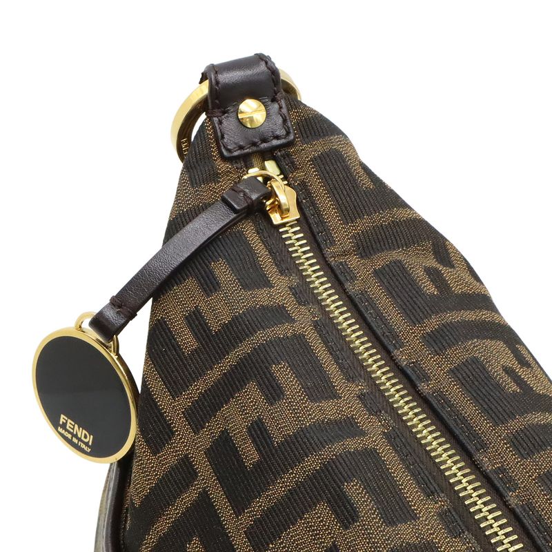 Fendi Zucca Pattern Shoulder Bag Crossbody Nylon Canvas Leather Khaki Brown — view 7