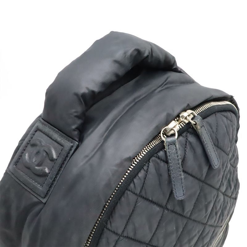 Chanel Cocococoon Backpack Rucksack Sac Daypack Quilted Nylon Leather Black — view 7