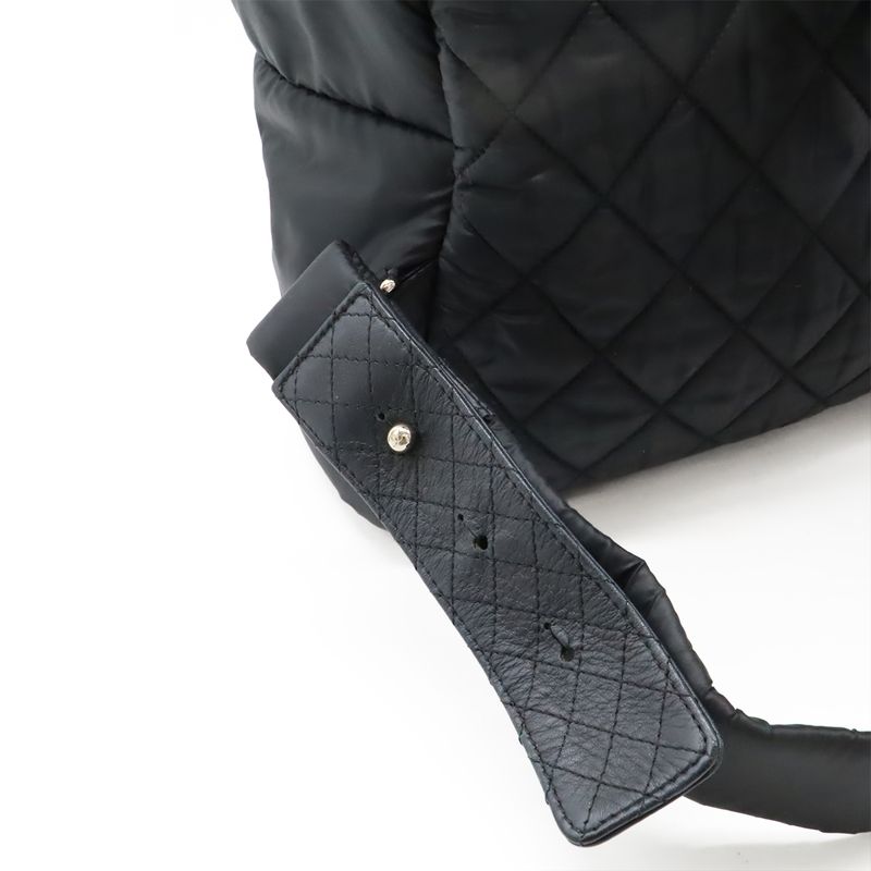 Chanel Cocococoon Backpack Rucksack Sac Daypack Quilted Nylon Leather Black — view 6