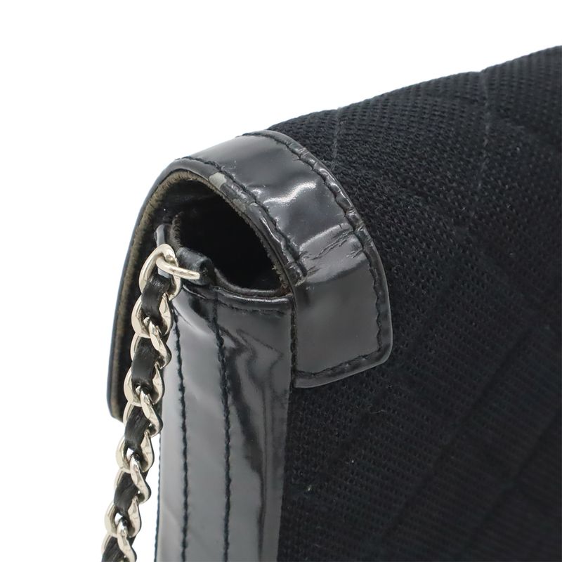 Chanel 2.55 Quilted Chain Bag Shoulder Canvas Patent — view 5