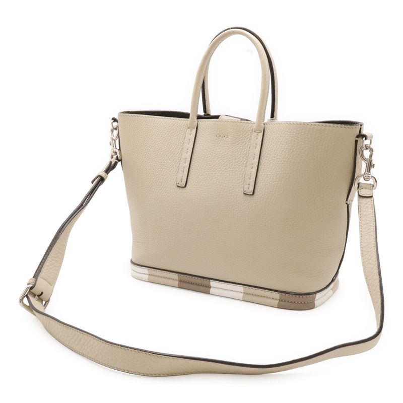Fendi Selleria Handbag 2-Way Shoulder Bag One Crossbody Leather Sand — view 3