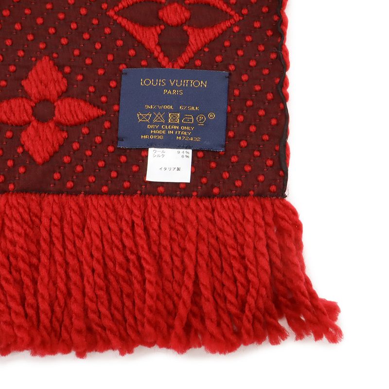 Louis Vuitton Echarpe Logomania Muffler 94% Wool 6% Silk Ruby Red Scarf — view 5
