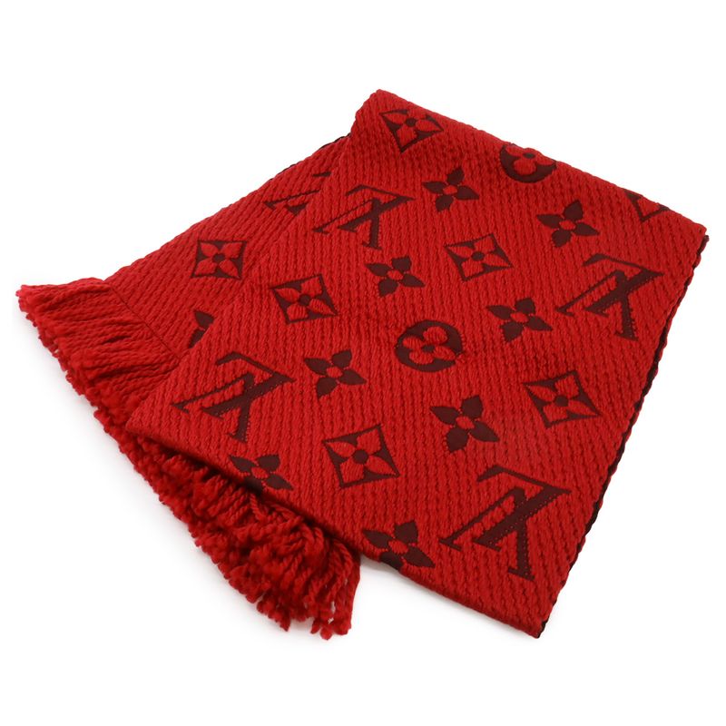 Louis Vuitton Echarpe Logomania Muffler 94% Wool 6% Silk Ruby Red Scarf — view 2