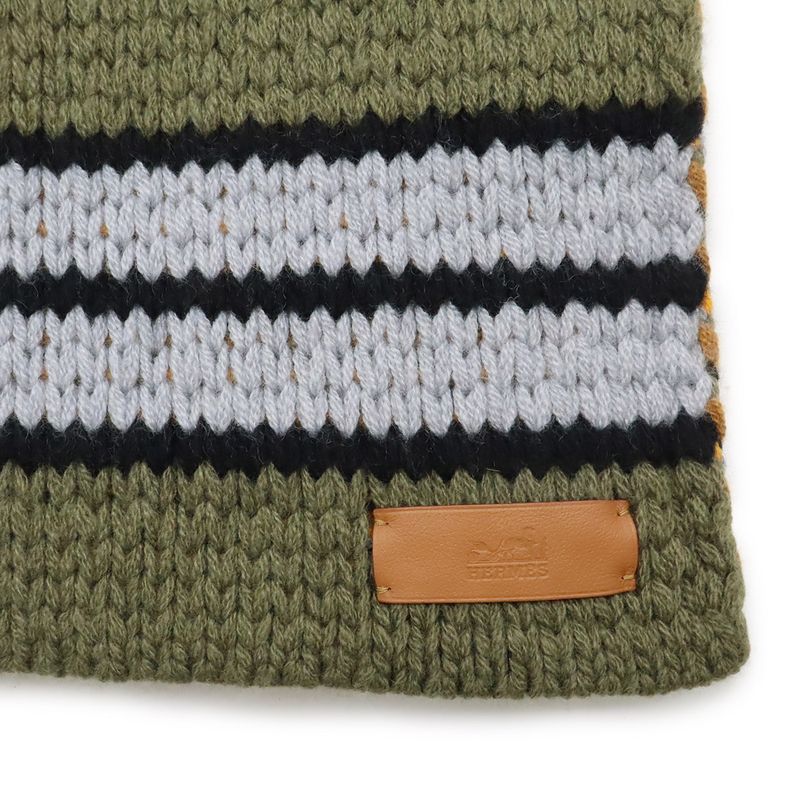 Hermes Grande Tenue Scarf Shawl Knit Braided Belt Pattern 100% Cashmere — view 5