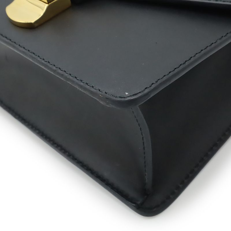 Gucci Sylvie Webline Ribbon Mini Chain Bag Shoulder Pochette Leather Black — view 4