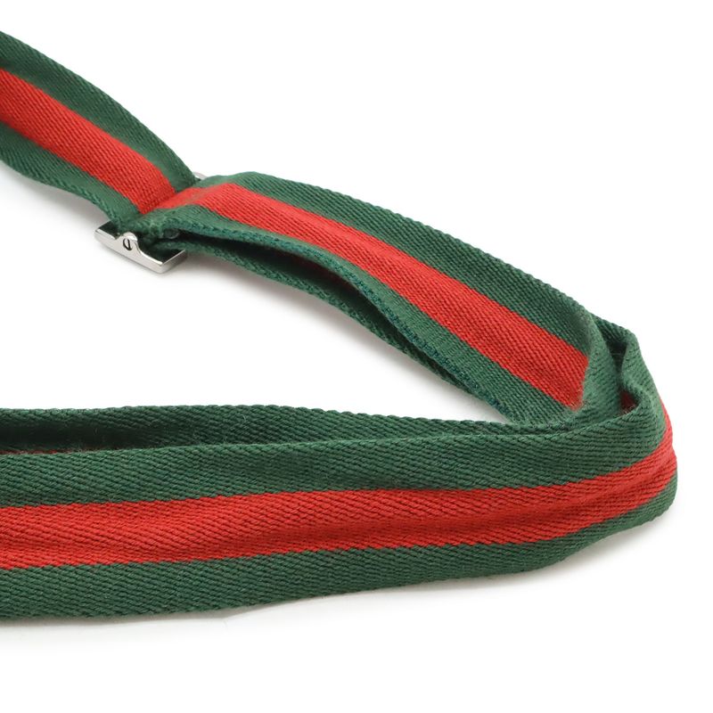 Gucci GG Canvas Sherry Line Webline Shoulder Bag Crossbody Leather Black Green — view 6