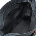 Gucci GG Canvas Sherry Line Webline Shoulder Bag Crossbody Leather Black Green — view 8