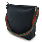 Gucci GG Canvas Sherry Line Webline Shoulder Bag Crossbody Leather Black Green — view 3