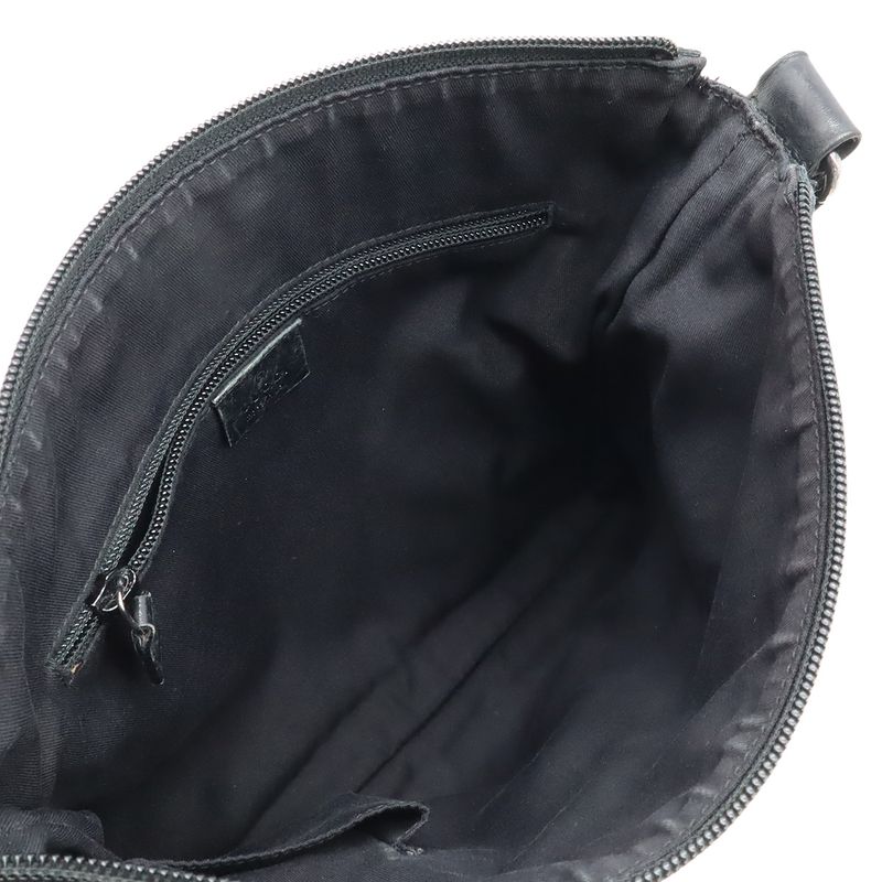 Gucci GG Canvas Shoulder Bag Messenger Crossbody Punching Leather Black — view 8