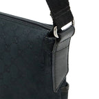 Gucci GG Canvas Shoulder Bag Messenger Crossbody Punching Leather Black — view 5