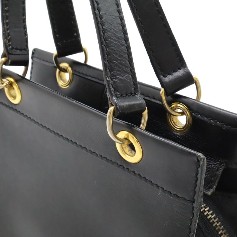 Celine Handbag Mini Bag 2-Way Shoulder Crossbody Leather Black Gold Hardware — view 6
