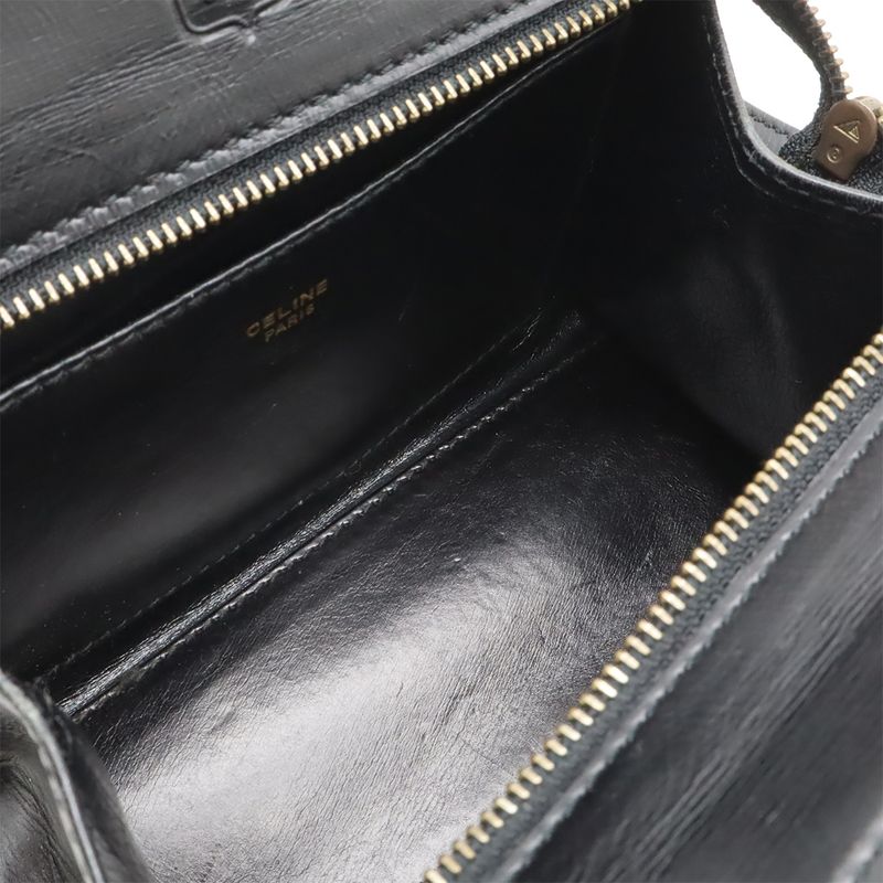 Celine Handbag Mini Bag 2-Way Shoulder Crossbody Leather Black Gold Hardware — view 8