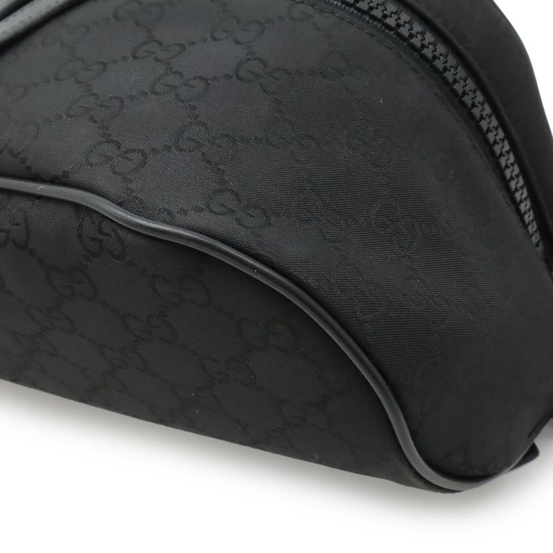 Gucci GG Nylon Body Bag Waist Hip Shoulder Leather Black Outlet — view 4